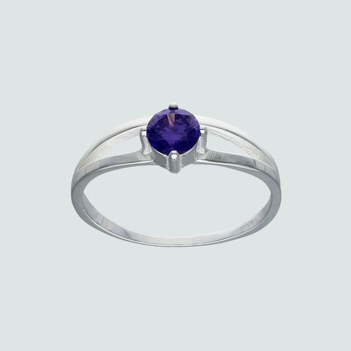 Anillo Circón Amatista Solitario