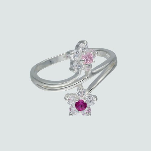 Anillo Flores Circón Rubí y Rosa Francia