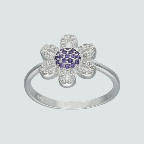 Anillo Flor Circones Amatista