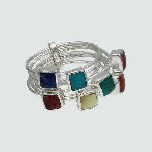 Anillo 7 Chakras Semanario Piedras Naturales Multicolor