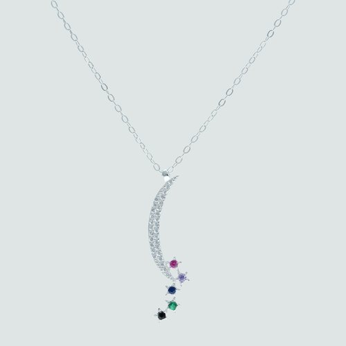 Collar Media Luna Estrellas Circones Multicolor
