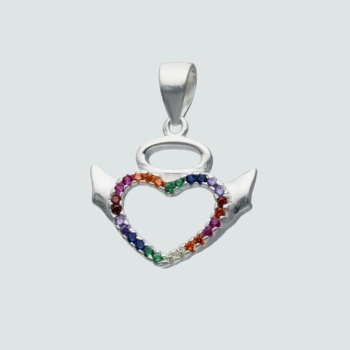 Colgante Corazón con Alas y Circones Multicolor