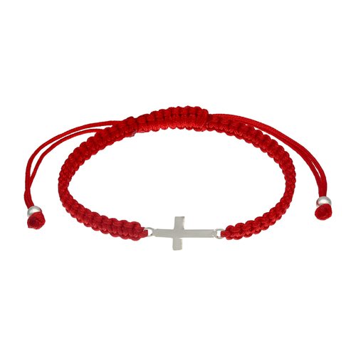 Pulsera Ajustable Hilo Rojo Trenzada Cruz