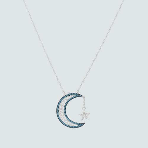 Collar Media Luna y Estrella con Circones