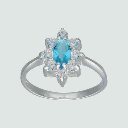 Anillo Lady Circón Agua Marina