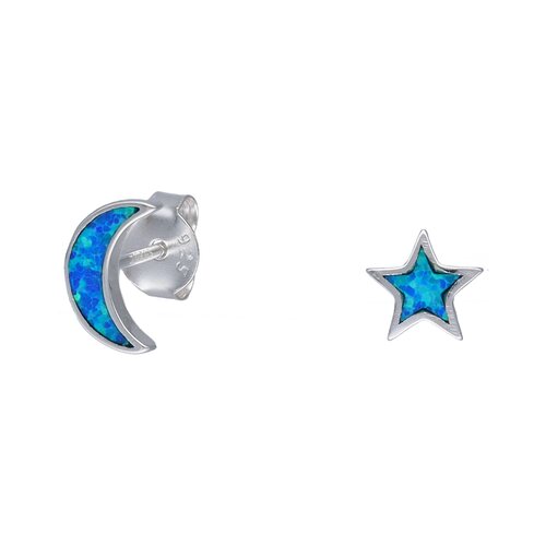 Aro Media Luna Estrella Ópalo Azul