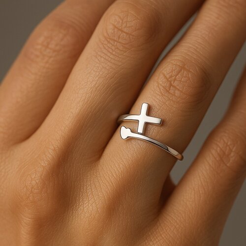 Anillo Ajustable Cruz Corazón