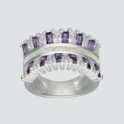 Anillo Circones Baguette Amatista
