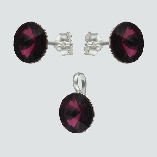 Conjunto Circulo Hecho con Cristal Swarovski® Morado