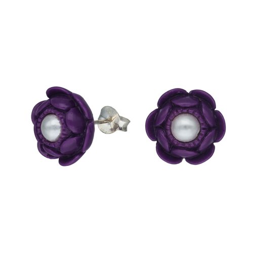 Aro Flor Amatista con Perla
