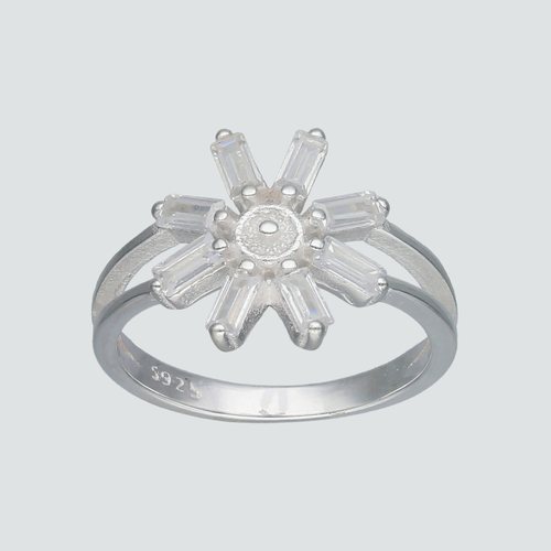 Anillo Flor Circones Baguette