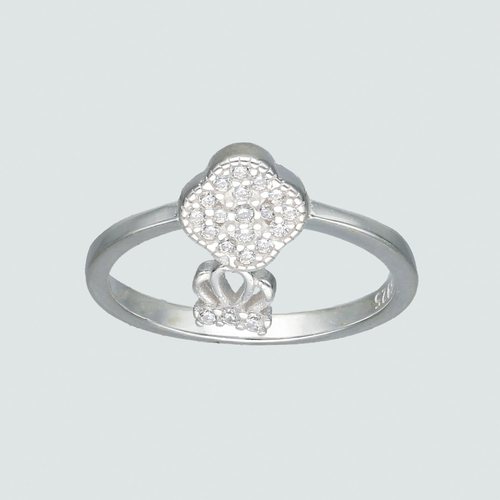 Anillo Flor y Corona con Circón