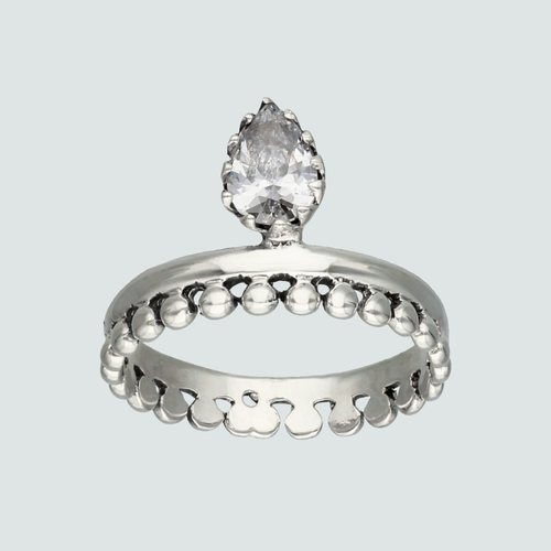 Anillo Circón Gota Estilo Tiara