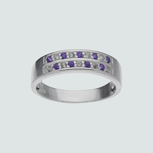 Anillo Cintillo Circones Amatista