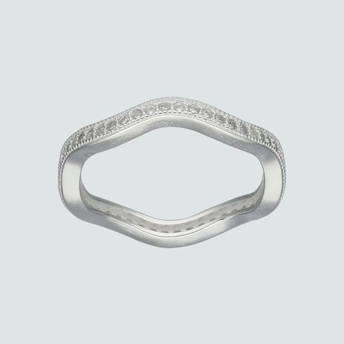Anillo Cintillo Ondulado con Circones