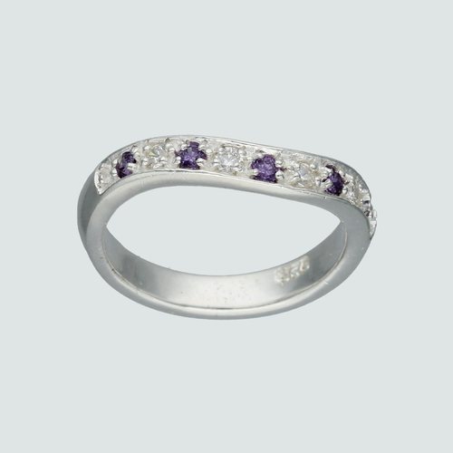 Anillo Cintillo Ondulado Circones Amatista