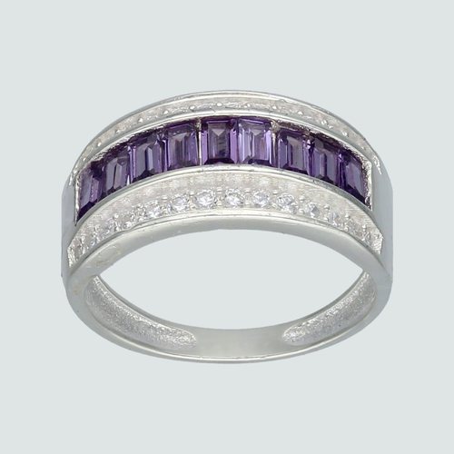 Anillo Circones Baguette Amatista