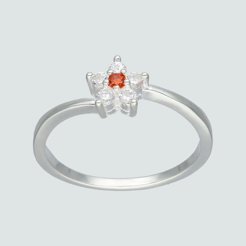Anillo Flor Circón Naranja