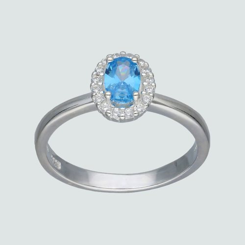 Anillo Circón Agua Marina