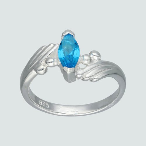 Anillo Circon Ovalado Agua Marina