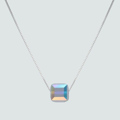 Collar Ajustable Cubo Hecho con Cristal Swarovski® Tornasol