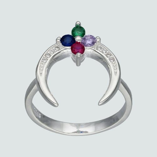 Anillo Media Luna Flor Circones Multicolor