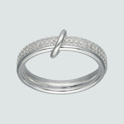 Anillo Doble Cintillo Sin Fin con Circones