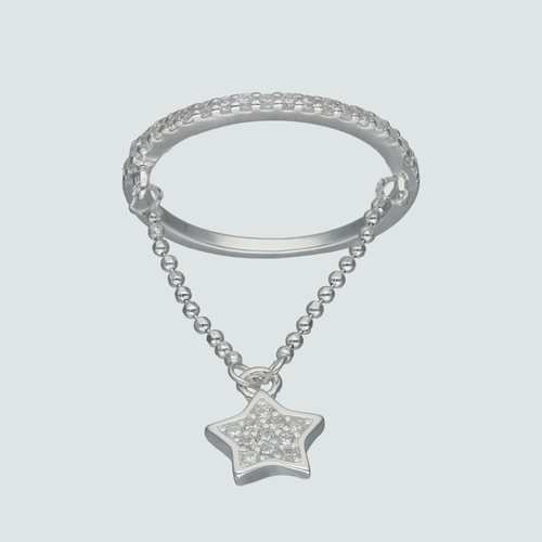 Anillo Circones Estrella con Cadena