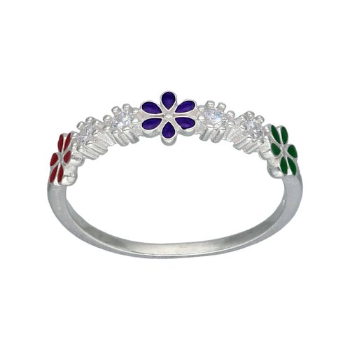 Anillo Flores Esmaltadas Circones