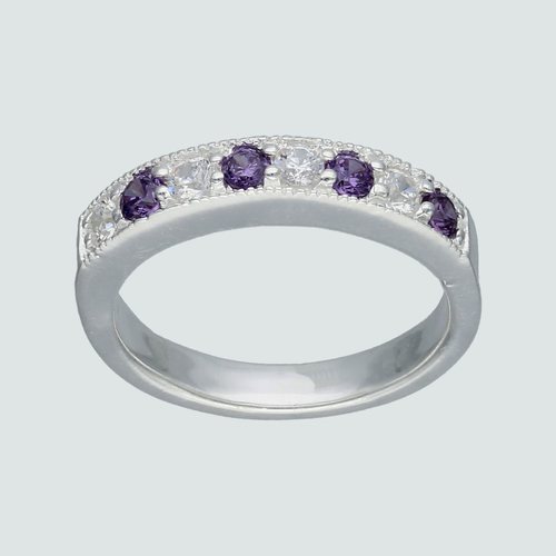 Anillo Cintillo Circones Amatista