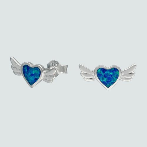 Aro Corazón Ópalo con Alas