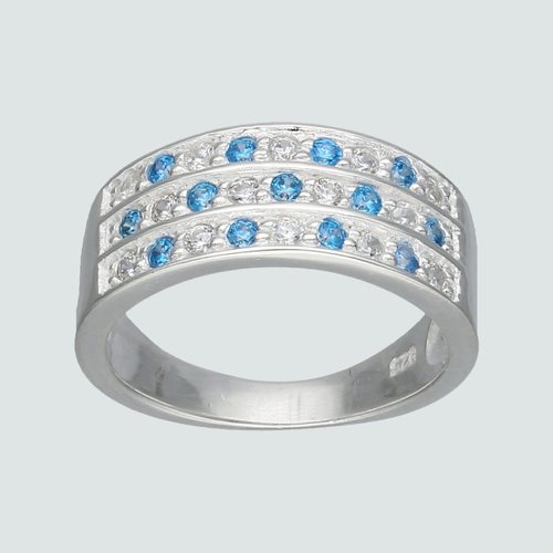 Anillo Cintillo Circones Agua Marina