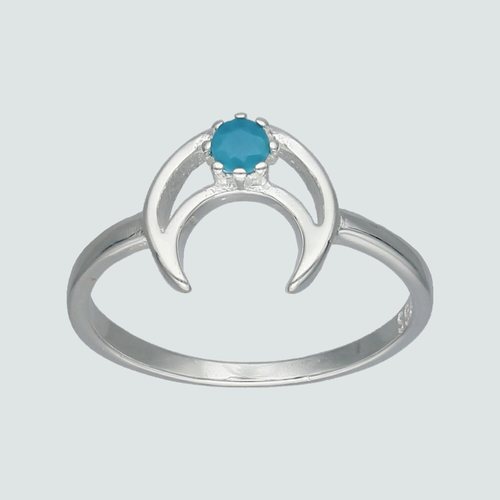 Anillo Media Luna Circón Celeste
