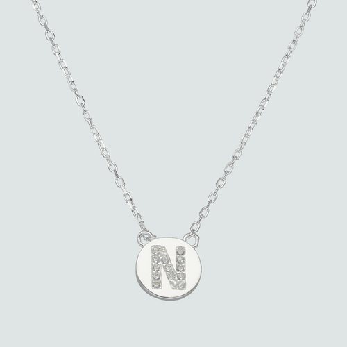 Collar Circulo Letra N con Circones