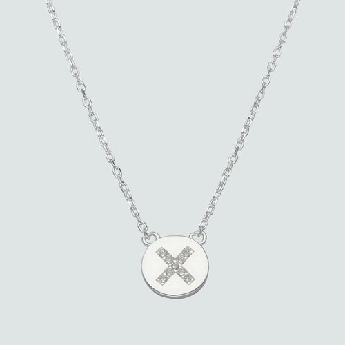 Collar Circulo Letra X con Circones