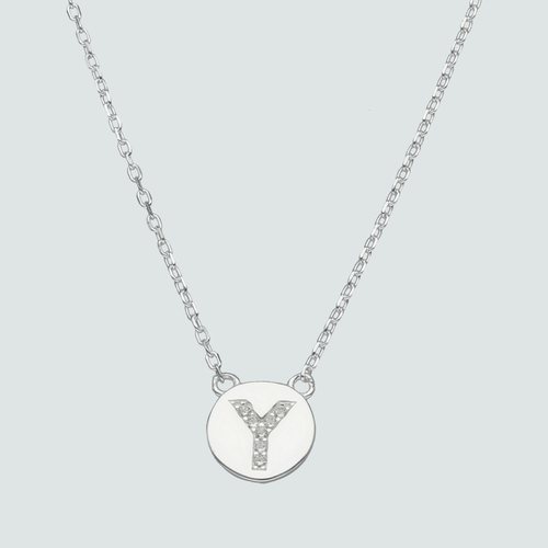 Collar Circulo Letra Y con Circones