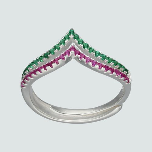 Anillo Midi del Deseo Circones Esmeralda y Rubí