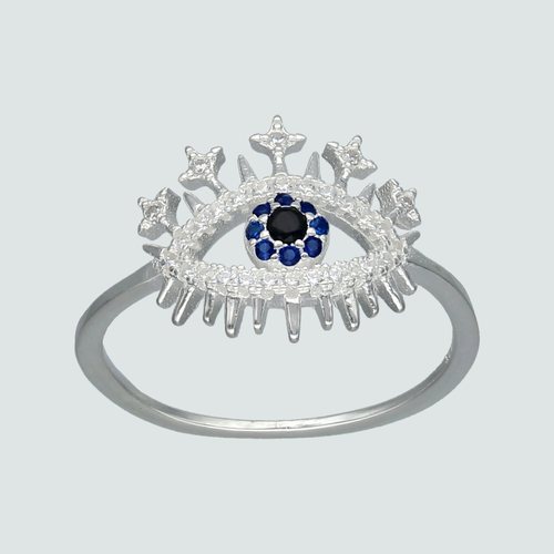 Anillo Ojo Turco Circones Zafiro y Onix