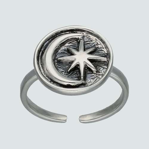 Anillo Midi Media Luna y Estrella Fugaz