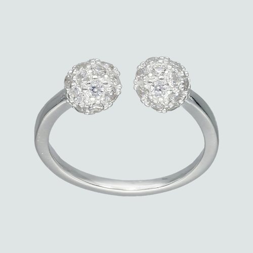 Anillo Midi Media Esfera con Circones