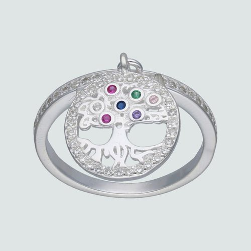 Anillo Árbol de la Vida con Circones Multicolor