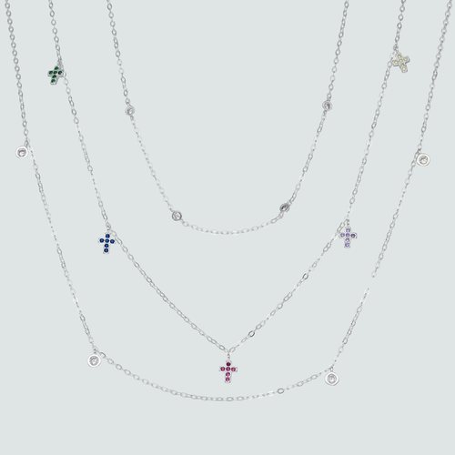 Collar Triple Cruces Circones Multicolor