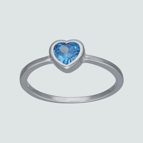 Anillo Corazón Circón Agua Marina Solitario