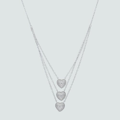 Collar Triple Corazones con Circones