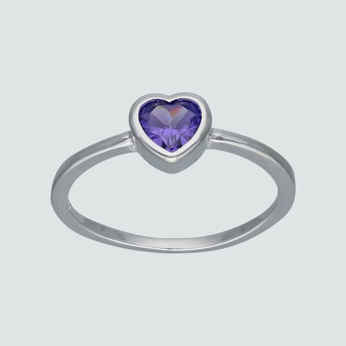 Anillo Corazón Circón Amatista Solitario