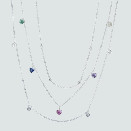Collar Triple Corazones Circones Multicolor