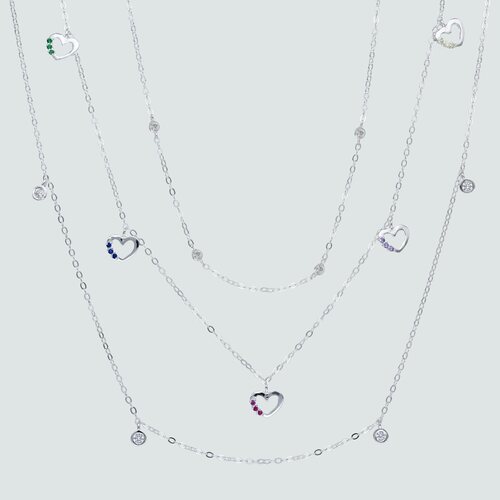Collar Triple Corazones Circones Multicolor