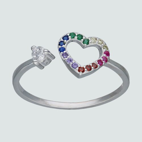 Anillo Corazón con Circones Multicolor