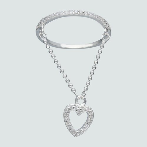Anillo Cadena y Corazón con Circones