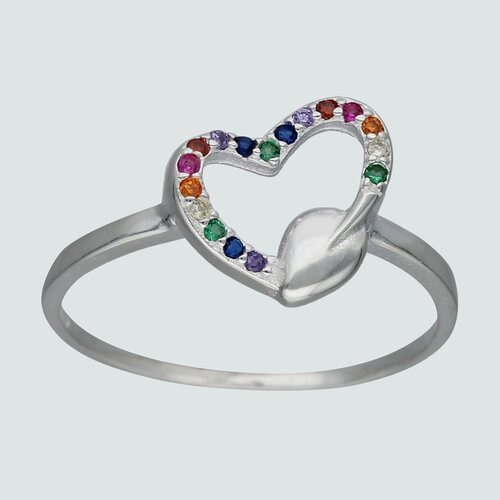 Anillo Corazón con Circones Multicolor